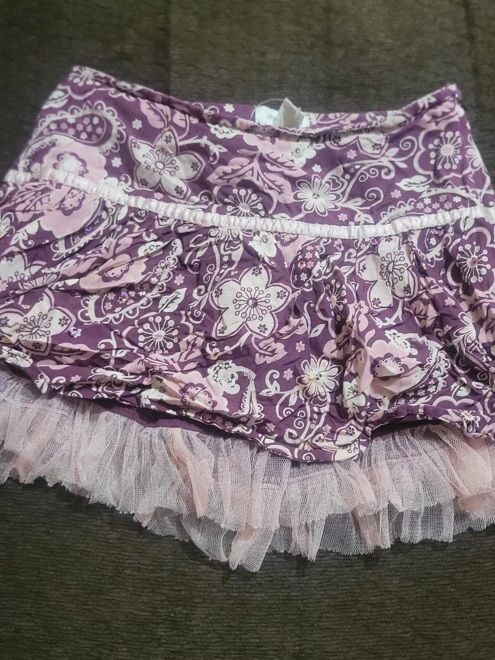 Limited Too Purple Floral Tulle Skort with Pink Trim